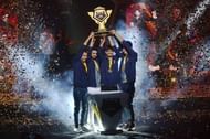 Team Nawabzade lifts the Free Fire India Today League (FFITL) trophy.